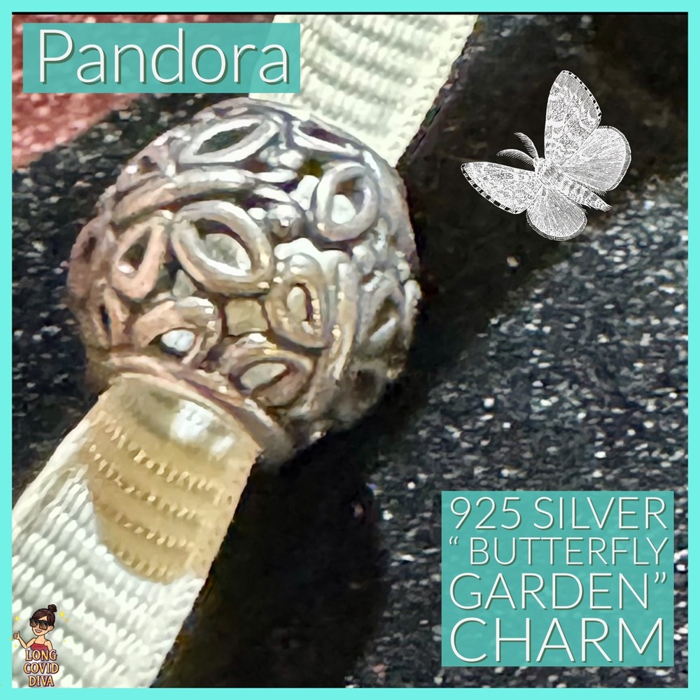 🦋LIKE NEW/RETIRED/Pandora/925 Silver/Openwork/Butterfly Garden/Bead,Charm🦋